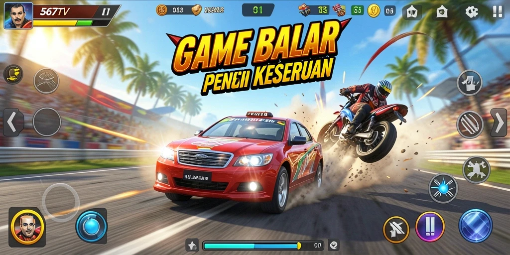 Tampilan gameplay balap di 567TV yang menegangkan.