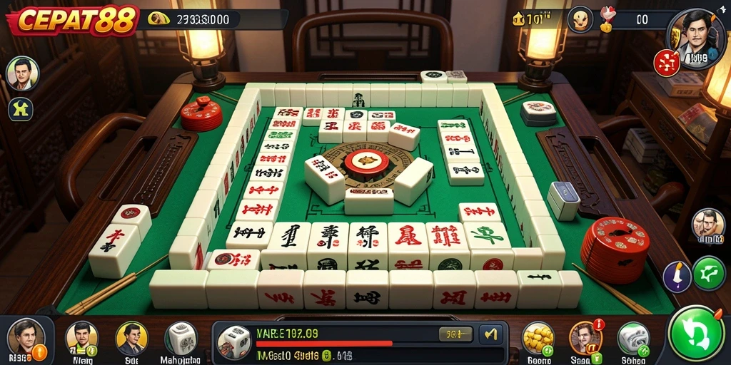 Tampilan gameplay seru di CEPAT88 dengan desain Mahjong yang menarik.
