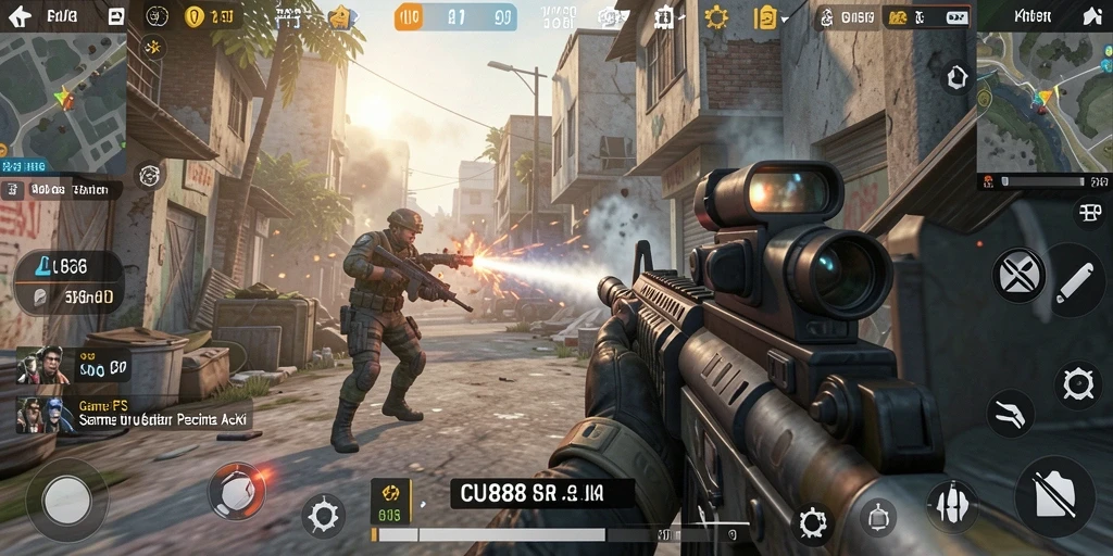 Screenshot gameplay CU888 menampilkan aksi intens dan grafis yang memukau.