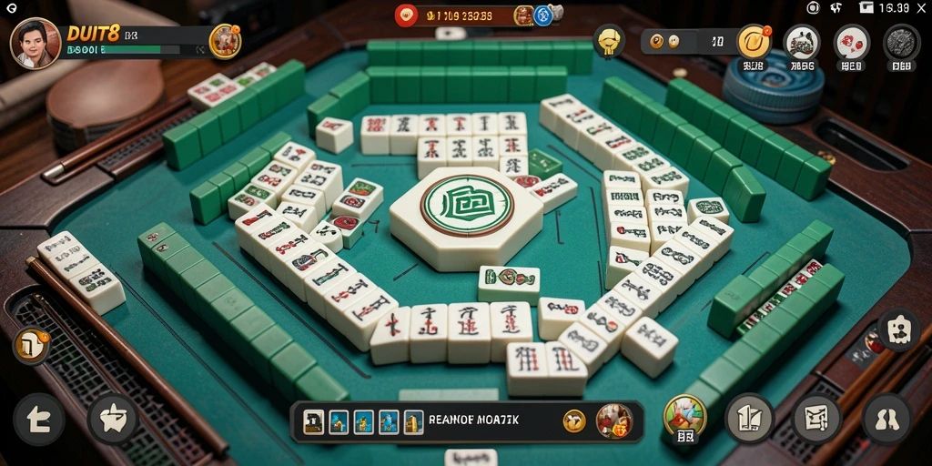Tampilan menarik dari gameplay Mahjong di DUIT8.