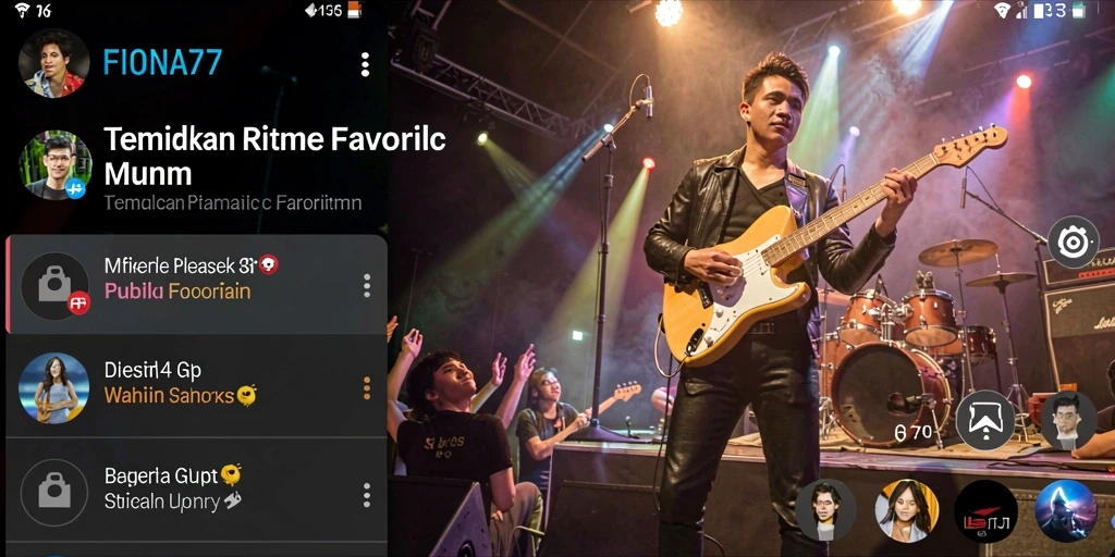 Tampilan pertandingan seru di FIONA77 dengan musik yang menyenangkan.