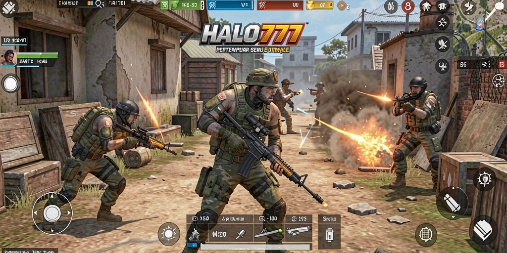 Tampilan gameplay seru dari HALO777 dalam pertempuran Battle Royale.