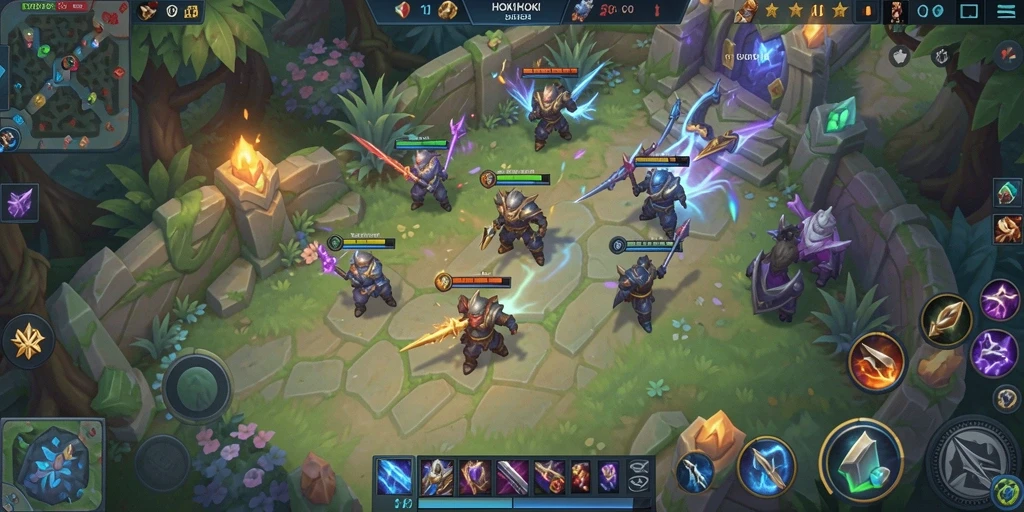 Tampilan gameplay seru dari HOKIHOKI MOBA.