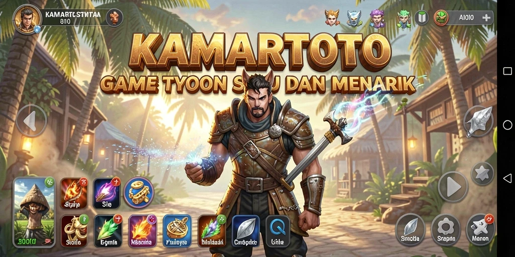 Tampilan gameplay menarik dari KAMARTOTO, menampilkan elemen manajemen Tycoon.