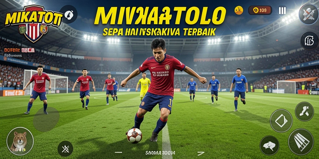 Tampilan seru gameplay MIKATOTO dengan aksi sepak bola mendebarkan.