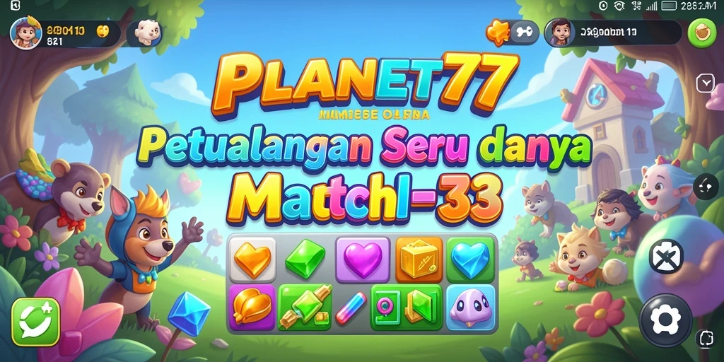 Gameplay seru <strong>PLANET77</strong> dengan permata berwarna-warni yang menantang.