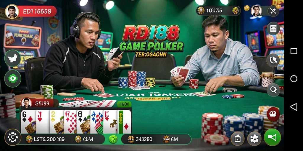 Screenshot RDI88 menampilkan pemain sedang menikmati permainan Poker yang seru.