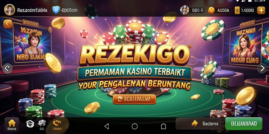 Screenshot gameplay REZEKIGO yang menampilkan suasana kasino yang dinamis.