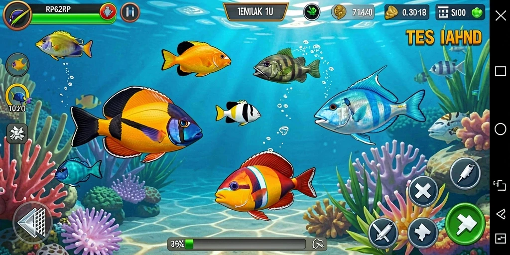 Screenshot RP62RP menampilkan gameplay seru saat menembak ikan.