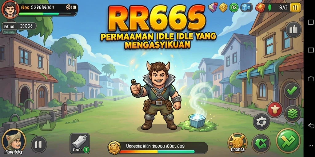 Screenshot gameplay <strong>RR666</strong> menampilkan karakter yang sedang berkembang di dunia idle.