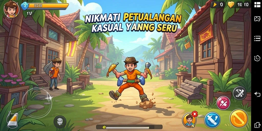 Tangkapan layar utama V21 menampilkan gameplay yang penuh warna dan menarik.